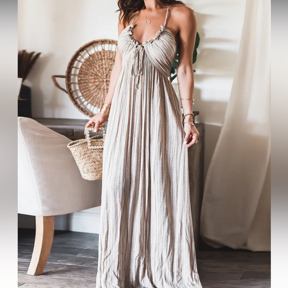 SLEEVELESS PRINT TIE PLEATED DRESS - Picture 2 of 4